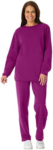 Women's Plus Size 2-pc Fleece sweatsuit (BERRY PINK,M)