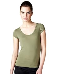 Limited Collection Cotton Rich Scoop Neck T- Shirt with Stay New™