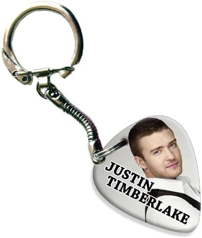 Justin Timberlake Double Sided Guitar Pick Plectrum Keyring, Keychain