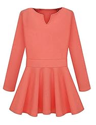 Girls V-neck Long Sleeves Linen  Dress