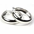 Sterling Silver Plain Hoop Earrings - Size: 37mm