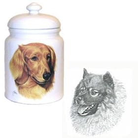 Keeshond Cookie Jar, Porcelain by Rosalinde by