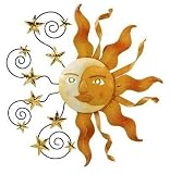 Celestial Sun Moon Stars Metal Sign Wall Decor
