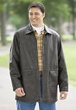 Washable Faux Leather Carcoat with Shirt-Collar