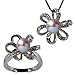 Morning Bloom Lavender Cultured Pearl Cubic Zirconia Platinum Overlay Sterling Silver Pendant Necklace 18" & Ring Set