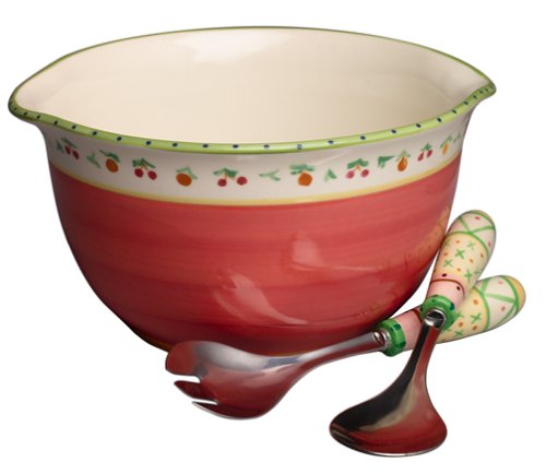 Pfaltzgraff Pistoulet le Saladier Large Salad Bowl with Servers
