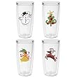 Whimsical Christmas 16 oz Insulated Beverage Tumbler Set, Clear (4 designs)