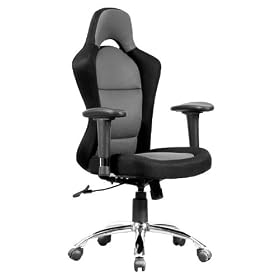 Race Car Inspired Bucket Seat Office Chair In Grey & Black Mesh [BT-9015-GYBK-GG]