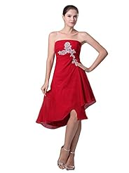 Strapless Applique Lace-Up Chiffon Bridesmaid Dress/Prom Dress/Party Dress 