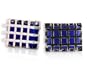 Designer Mesh Royal Blue Catseye Cufflinks with Gift Box