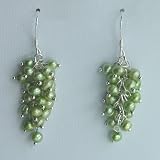 Green Cultured Pearl Bunch Earrings