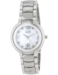 Burgi Womens BUR072SL Mother-Of-Pearl Diamond Ceramic Bracelet Watch