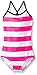Kanu Surf Girls Beach Sport Banded 1 Piece Swimsuit, Layla Pink Stripe, 8