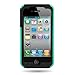 CoverON Hybrid Dual Layer Case with Credit Card Holder for APPLE IPHONE 4 4S - TEAL Hard BLACK Soft Silicone