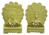 Peacock bookends, hand carved yellow flower stone