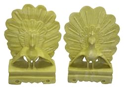 Peacock bookends, Hand Carved Stone Sculpture