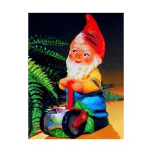 Zwerg mit Rasenmäher, 34cm groß