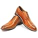 Parrazo New Men's Modern Cap Toe Cognac Brown Lace up Oxfords Wooden 3