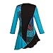 Women's Tunic Top - Blue And Black Flowers Blouse - Asymmetrical Hem