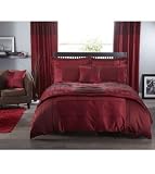 SUPERB RED QUEEN PINTUCK FAUX SILK QUILT COVER DUVET SET