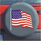 Black Bungee Spare Tire Cover (American Flag)