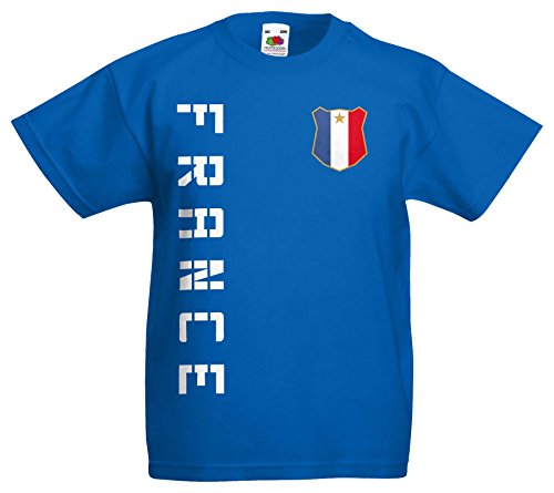 Frankreich France Kinder EM 2016 T-Shirt Trikot Name Nummer (Royalblau, 140)