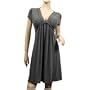 Gray Low Cut V-Neck Empire Waist Plus Size Dress