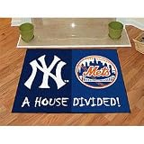 New York Yankees MLB - New York Mets House Divided Rugs 34" X 45"