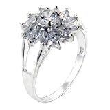 Sterling Silver Round Cut Sunflower Cluster Right Hand Ring