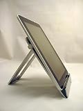 LapWorks Axis iPad 1 And iPad 2 Stand Silver With Adjustable Multi-Incline Positioning Folds Flat for Portability And Rubber Feet for Traction