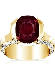 14K Yellow Gold Cushion Cut Ruby Fana Designer Ring