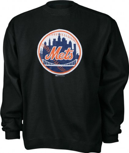 New York Mets Black Primary Logo Crewneck Sweatshirt