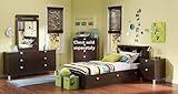 5pc Twin Size Bedroom Set Contemporary Style in Endless Chocolate Finish