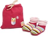 Zutano Baby-Girls Newborn Knit Bootie Gift Set with Owl Print, Bright Pink, 0-9