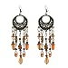 Brass Tone Brown Bead Chandelier Earrings