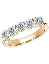 1.35 Ct Round G/H SI2 Diamond 925 Yellow Gold Plated Silver Ring