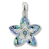 Sterling Silver, Paua Shell, Moonstone and Cassiopeia Topaz Pendant by Sajen
