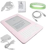 Pink Amazon Kindle 2 E-Book Reader Silicone Rubber Skin Cover + Travle / Wall Charger + Car Charger + Data Sync / Charer Cable + Custom Fit Screen Protector + A Live*Laugh*Love Wrist Band!!! (Kindle 2 Not Included)