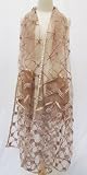 Daisy Ribbon Floral Appliqued Net Stole Scarf Shawl Wrap Table Runner Coffee Pink