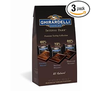 Ghirardelli Chocolate Intense Dark Squares, Assortment, 6.38-Ounce Bags (Pack of 3)