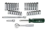 SK 94932 32 Piece 1/4-Inch Drive 6 Point Standard and Deep Socket Set with 14 Piece 1/4-Inch to 1/2-Inch and 14 Piece 6-Millimeter to 12-Millimeter Assortments