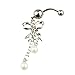 pooqdo (TM Butterfly Dangle Ball Button Barbell Bar Belly Navel Ring Body Piercing (Style 1)