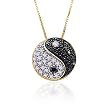 10K Yellow Gold 1/4 ct. Black and White Diamond "Ying Yang'' Pendant with Chain