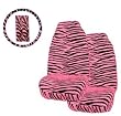 - 	 5 Piece Universal Fit Pink Zebra Tiger Print Front Bucket Seat Cover, Steering Wheel Cover and Shoulder Harness Seat Belt Covers
