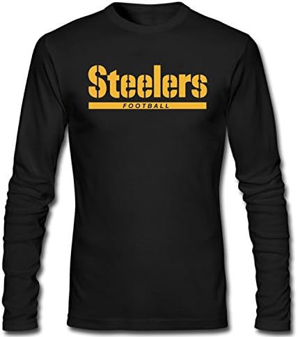 Men's Pittsburgh Steelers Logo Long Sleeve Cotton T-Shirt black XL