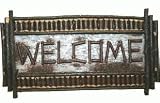 Welcome Plaque Sign With Logs And Twigs On Birch Bark Background 14