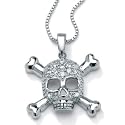 Cubic Zirconia SS Skull/Crossbones Pendant