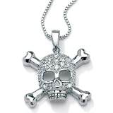DiamonUltra&trade; Cubic Zirconia Sterling Silver Skull/Crossbones Pendant
