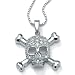 Cubic Zirconia SS Skull/Crossbones Pendant