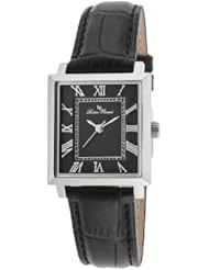 Lucien Piccard Womens LP-10502-01 Bianco Black Dial Black Leather Watch